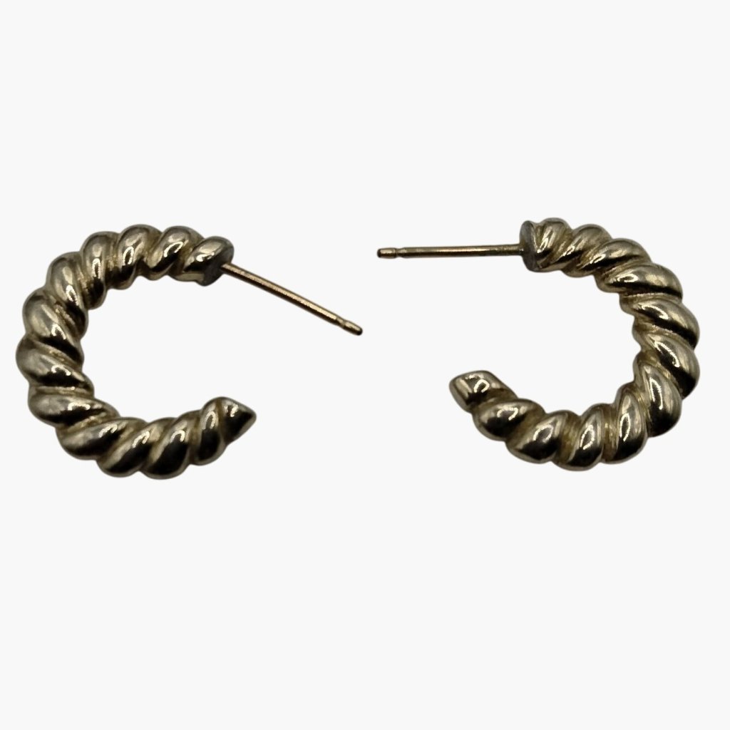 Gold Tone Rope Twisted Hoop Earrings